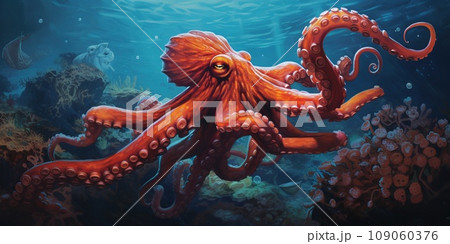 Huge octopus underwater at the sea, nature and wildlife concept 109060376