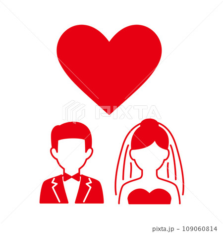 花嫁や結婚式、カップルを表すアイコン 109060814