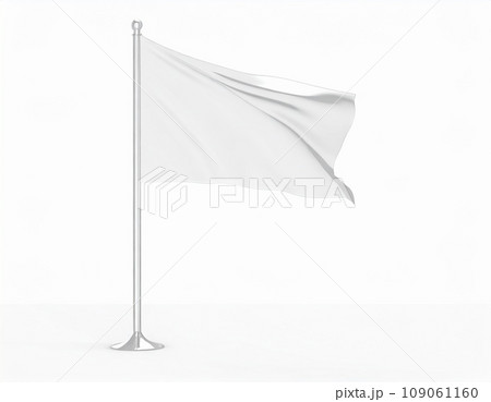 風にはためく白い旗。CG風。AI生成画像。 109061160