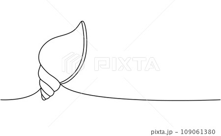 Sea shell one line continuous drawing. Tropical underwater shell continuous one line illustration. Vector minimalist linear illustration. 109061380