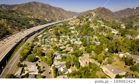 San Diego Freeway in Los Angeles from above - Los Angeles Drone footage San Diego Freeway in Los Angeles from above - Los Angeles Drone footage 109061424