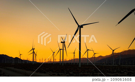 The famous windmills of Palm Springs California aerial view The famous windmills of Palm Springs California aerial view 109061608
