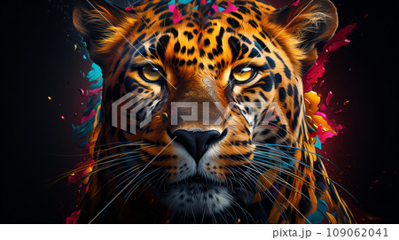 Creative photography of cheetah, multicolored, modern colors and mood of social backgrounds Creative photography of cheetah, multicolored, modern colors and mood of social backgrounds 109062041
