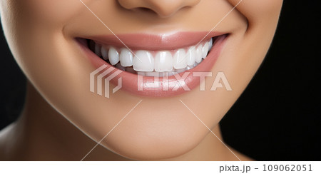 the girl's white smile, beautiful clean straight teeth the girl's white smile, beautiful clean straight teeth 109062051