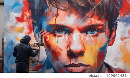 Young street graffiti artist Young street graffiti artist 109062421