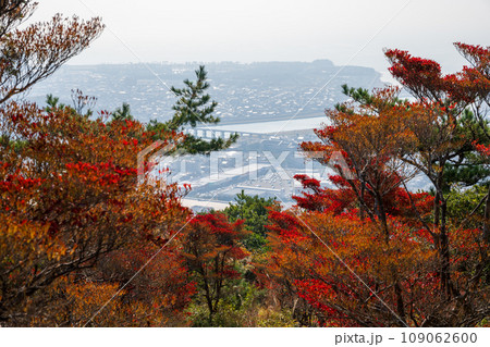 日本の兵庫県赤穂市の雄鷹台山のとても美しい秋の風景 日本の兵庫県赤穂市の雄鷹台山のとても美しい秋の風景 109062600