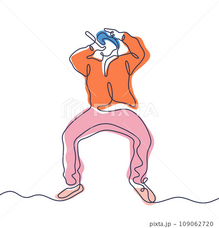 Hip hop singer one line vector illustration Hip hop singer one line vector illustration 109062720