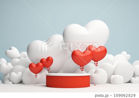 A majestic red and white catwalk embraced by love and passion. st valentine's day background. A majestic red and white catwalk embraced by love and passion. st valentine's day background. 109062829