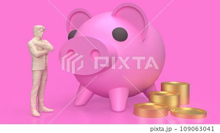The pink piggy bank for earn or saving concept 3d rendering. The pink piggy bank for earn or saving concept 3d rendering. 109063041