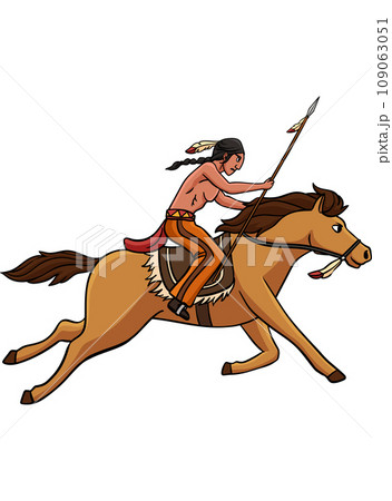 Native American Indian Riding a Horse Clipartのイラスト素材 [109063051] - PIXTA