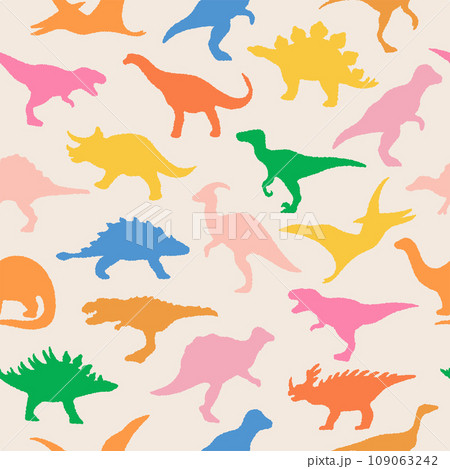 Dinosaurs seamless pattern in vivid pastel colours Dinosaurs seamless pattern in vivid pastel colours 109063242