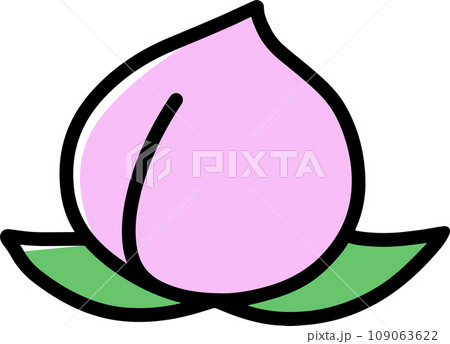 可愛いゆるい桃のイラスト 109063622