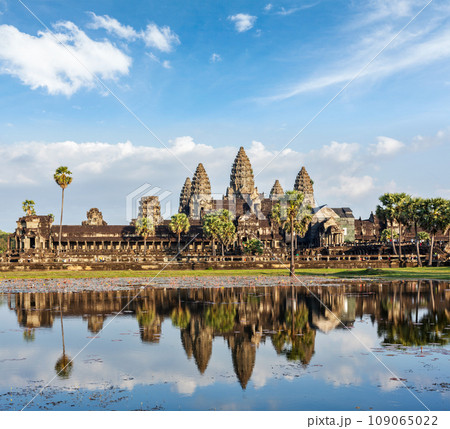 Cambodia landmark Angkor Wat with reflection in water Cambodia landmark Angkor Wat with reflection in water 109065022