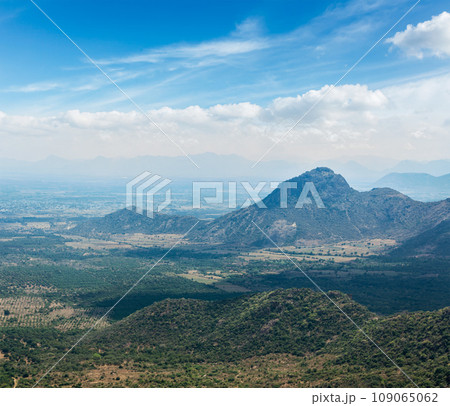 View of Western Ghats mountains. Tamil Nadu, India 109065062
