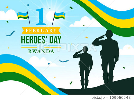 Rwanda Heroes Day Vector Illustration on February 1 with Rwandan Flag and Soldier Memorial who Struggled in National Holiday Cartoon Background 109066348