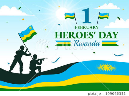 Rwanda Heroes Day Vector Illustration on February 1 with Rwandan Flag and Soldier Memorial who Struggled in National Holiday Cartoon Background Rwanda Heroes Day Vector Illustration on February 1 with Rwandan Flag and Soldier Memorial who Struggled in National Holiday Cartoon Background 109066351