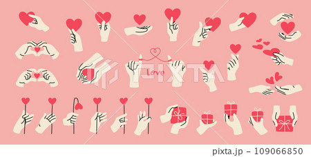 ハート・プレゼント・ギフトのハンドサインセット ハート・プレゼント・ギフトのハンドサインセット 109066850