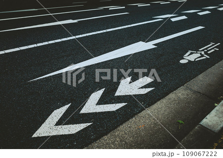 自転車専用レーンが設けられた都内の国道　a-4 フィルム調 109067222