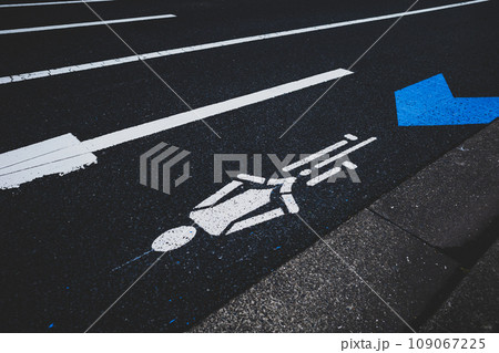 自転車専用レーンが設けられた都内の国道　b-2 高彩度マット 109067225