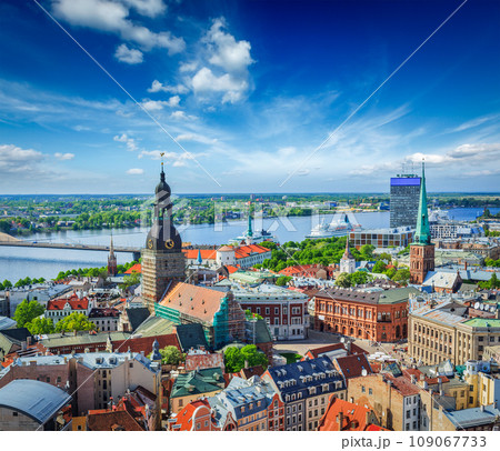 Aerial view of Riga center from St. Peter's Church, Riga, Latvia Aerial view of Riga center from St. Peter's Church, Riga, Latvia 109067733