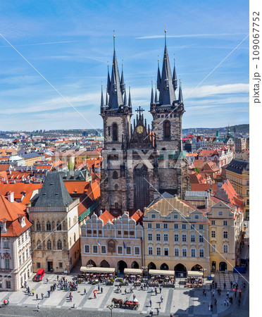 View of Tyn Church (Tynsky Chram) on Old City Square from Town Hall. Prague, Czech Republic View of Tyn Church (Tynsky Chram) on Old City Square from Town Hall. Prague, Czech Republic 109067752