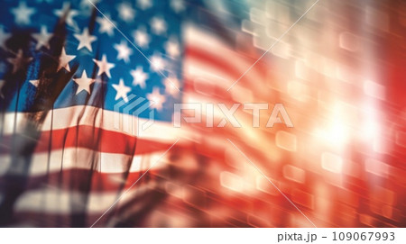 Abstract geometric hologram of USA flag, Multiple exposure Abstract geometric hologram of USA flag, Multiple exposure 109067993