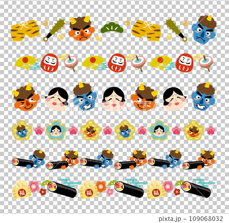 Cute decorative borders for Setsubun and Ehomaki Cute decorative borders for Setsubun and Ehomaki 109068032
