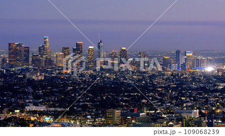Los Angeles by night - impressive view - L.A. city lights Los Angeles by night - impressive view - L.A. city lights 109068239