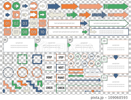 箭頭圖示框架集設計簡單數字步驟點檢查 1~10 109068593