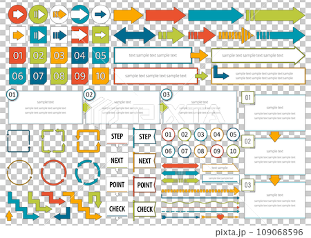 矢印のアイコン フレーム セット デザイン シンプル 数字 ステップ ポイント チェック 1~10 矢印のアイコン フレーム セット デザイン シンプル 数字 ステップ ポイント チェック 1~10 109068596