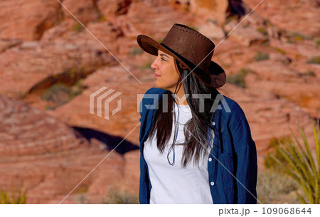 Young Native American woman in the desert of Nevada Young Native American woman in the desert of Nevada 109068644