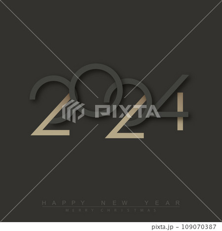 Happy new year 2024 design with unique numbers. Premium vector design for poster, banner, greeting and new year 2024 celebration. Vector 109070387