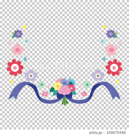 Adult cute colorful flower and ribbon frame Adult cute colorful flower and ribbon frame 109070486