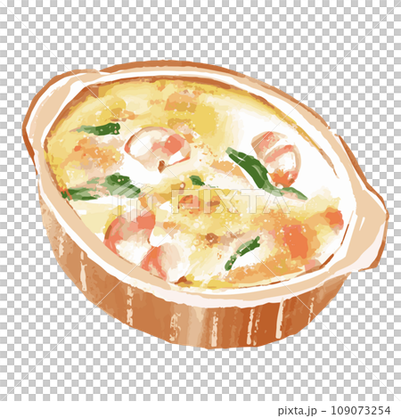 あつあつの海老グラタン　手描きイラスト 109073254