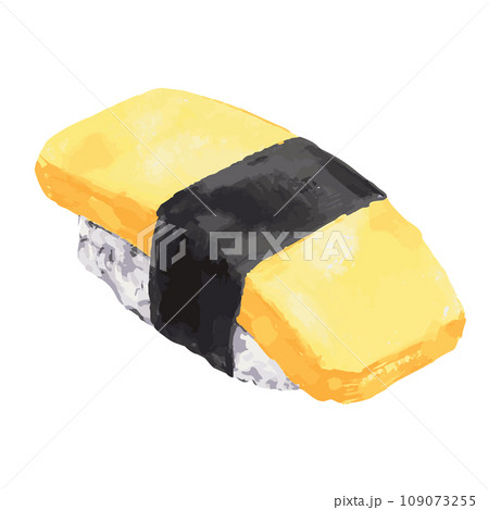 玉子のお寿司　手描きイラスト 109073255