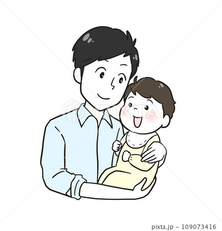 赤ちゃんを抱っこするパパ(肌色白) 赤ちゃんを抱っこするパパ(肌色白) 109073416