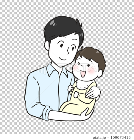赤ちゃんを抱っこするパパ(肌色白) 赤ちゃんを抱っこするパパ(肌色白) 109073416