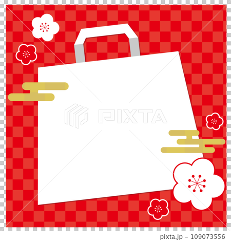 帶有紅色日本圖案的新年賀卡 109073556