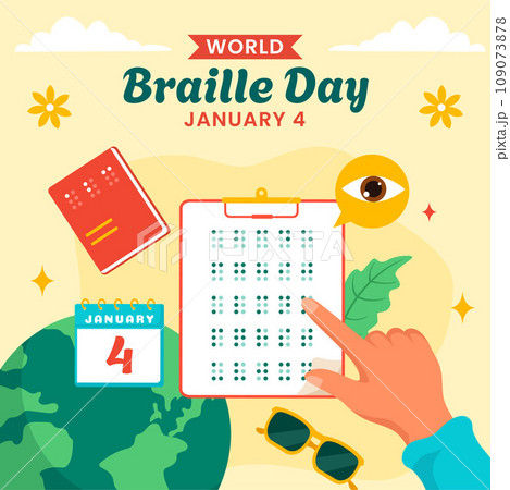 Braille Day Social Media Illustration Flat Cartoon Hand Drawn Templates Background 109073878
