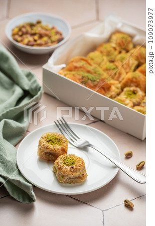Assortment of Turkish baklava dessert 109073977