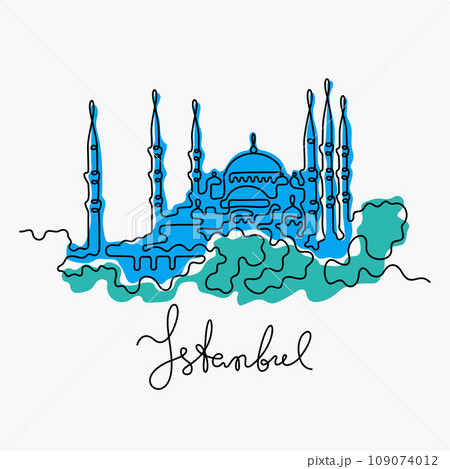 Blue Mosque, Istanbul vector illustration 109074012