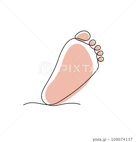 Baby foot one line colourful vector illustration  109074137