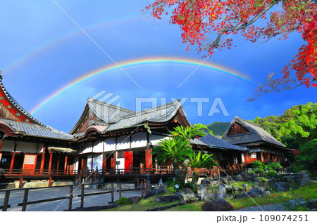 【京都府】醍醐寺 三宝院庭園の紅葉と虹 109074251