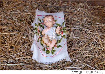 Baby Jesus figure, Nativity scene, Archbishop's Divine Seminary in Zagreb, Croatia 109075286