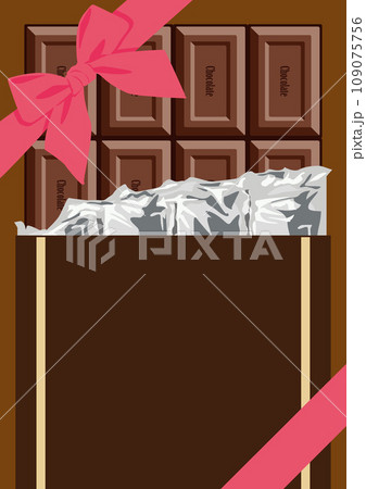 バレンタイン用の板チョコをリボンでラッピングしたイメージのベクターイラスト 109075756