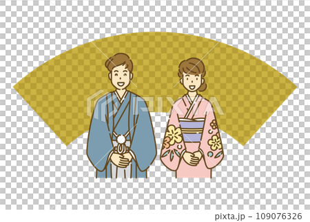 着物　人物　夫婦 109076326