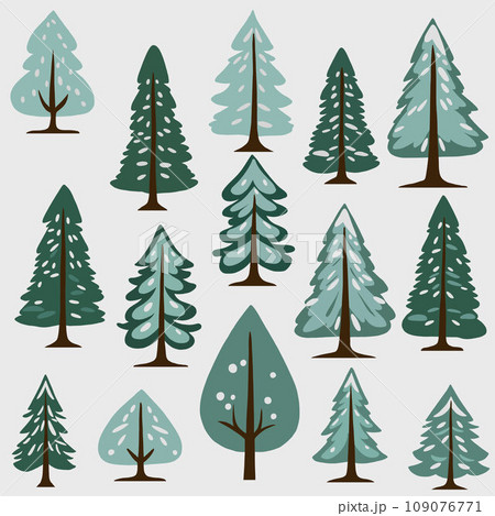 Pine trees freehand drawing flat design. Pine trees freehand drawing flat design. 109076771