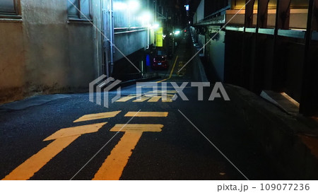 夜中の銀座の裏通り、ちょっと不気味 夜中の銀座の裏通り、ちょっと不気味 109077236