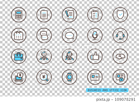 業務圖標集合約、報價、諮詢藍色圓圈圖標 業務圖標集合約、報價、諮詢藍色圓圈圖標 109078291