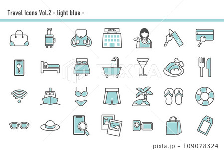 旅行アイコンセットB　05　水色 109078324